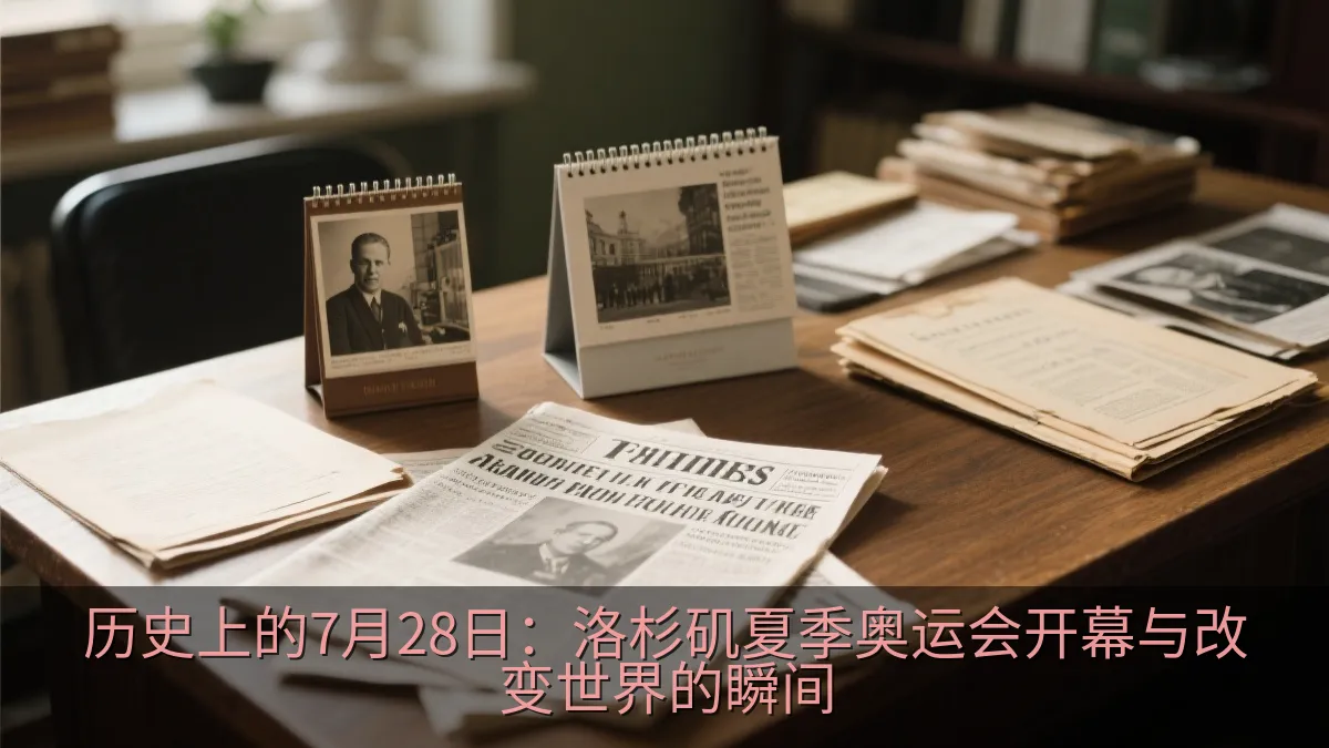 摆放历史报纸与日历的新闻档案桌面